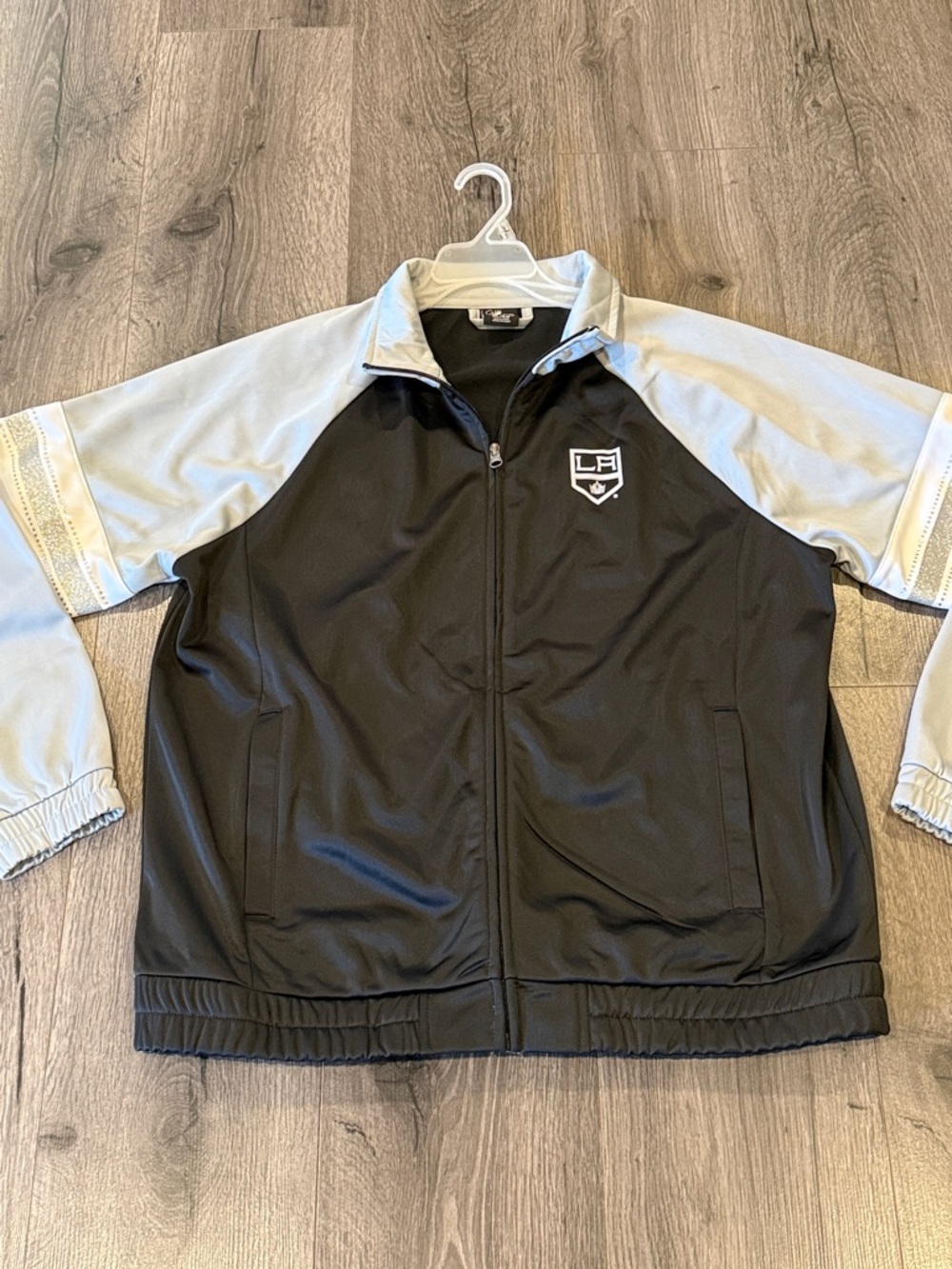 LA Kings Black & White Hockey Rhinestone Embellished Jacket with Zip Front